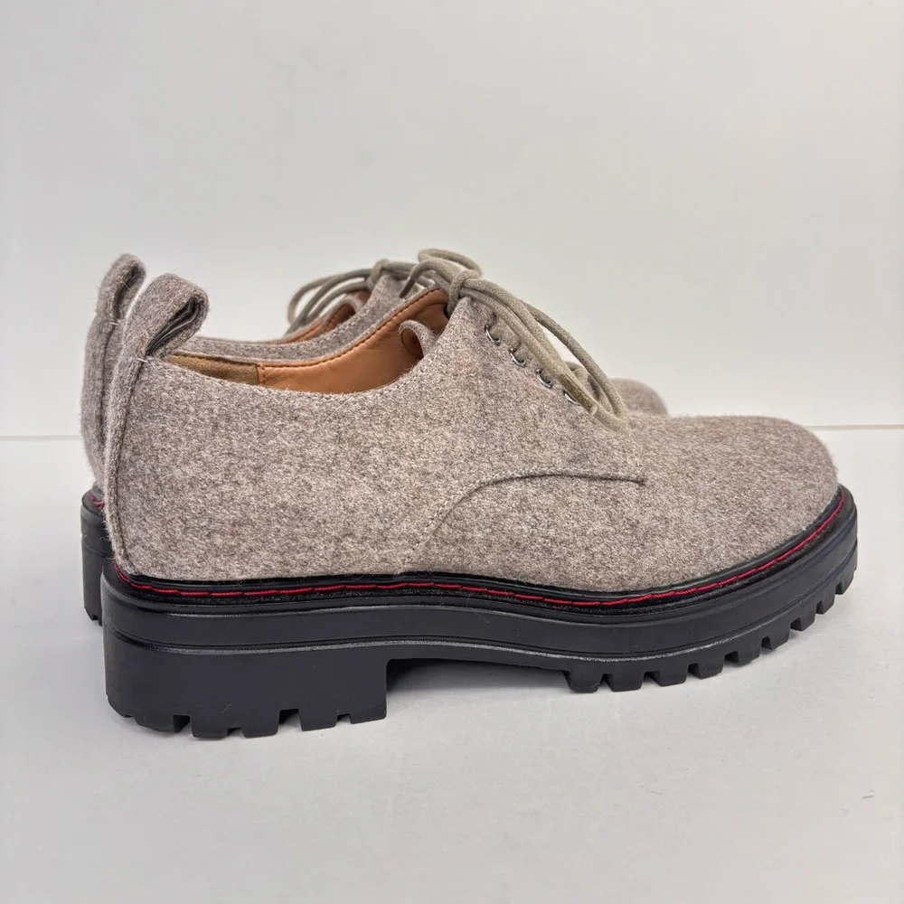 AEROSOLES Francesina Gray Wool Red Stitch Chunky Lug Sole Platform Lace Oxfords‎